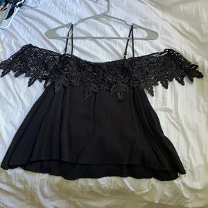 Black off the shoulder tank top